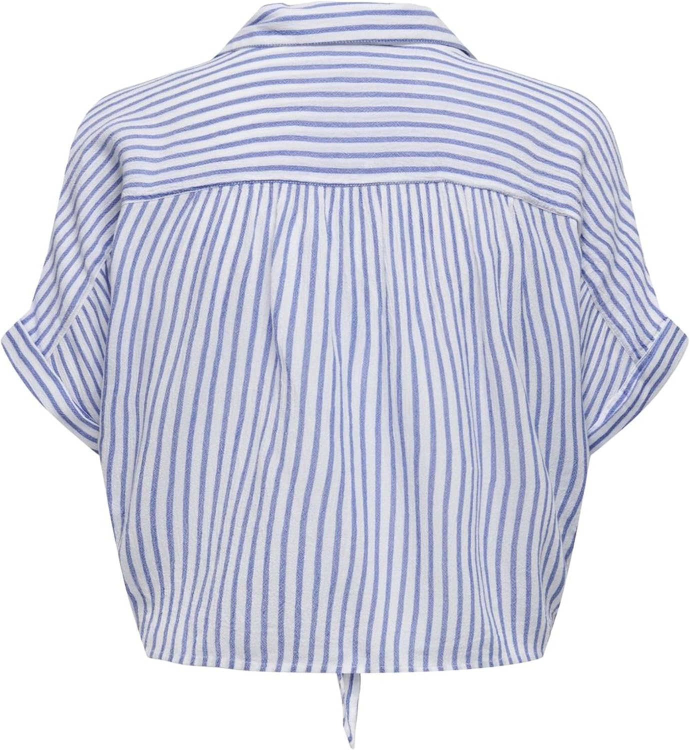 Emma blouse dames viscose – brede hals, met knopen, korte mouwen met strepen
