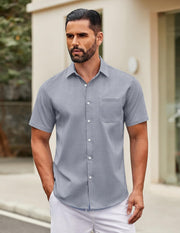 Harold Camicia Uomo – Camicia Maniche Corte, Stile Casual Chic & Comfort Estivo