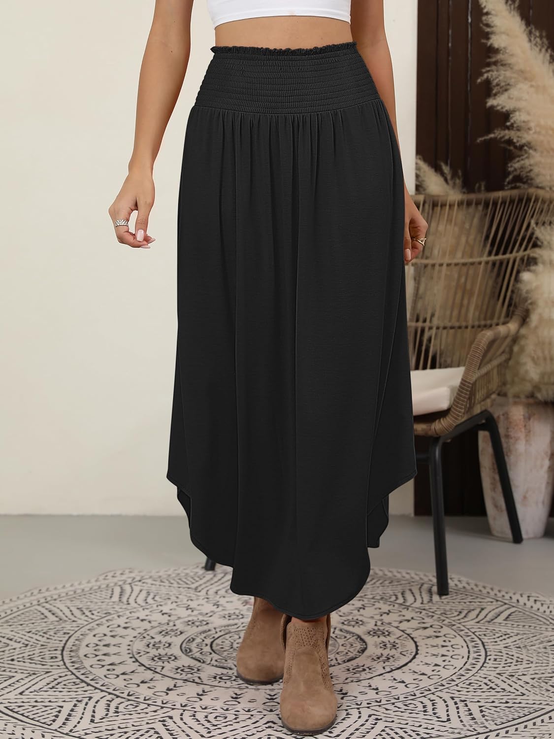 Lulu Jupe Longue Femme – Jupe Maxi Bohème Fleurie, Taille Haute & Fluide