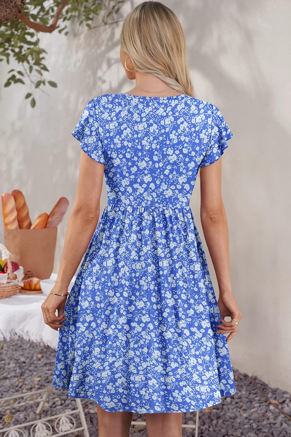 Clara Vestito Midi Donna – Vestito Scollo a V Senza Maniche Con Bottoni e Tasche Estate