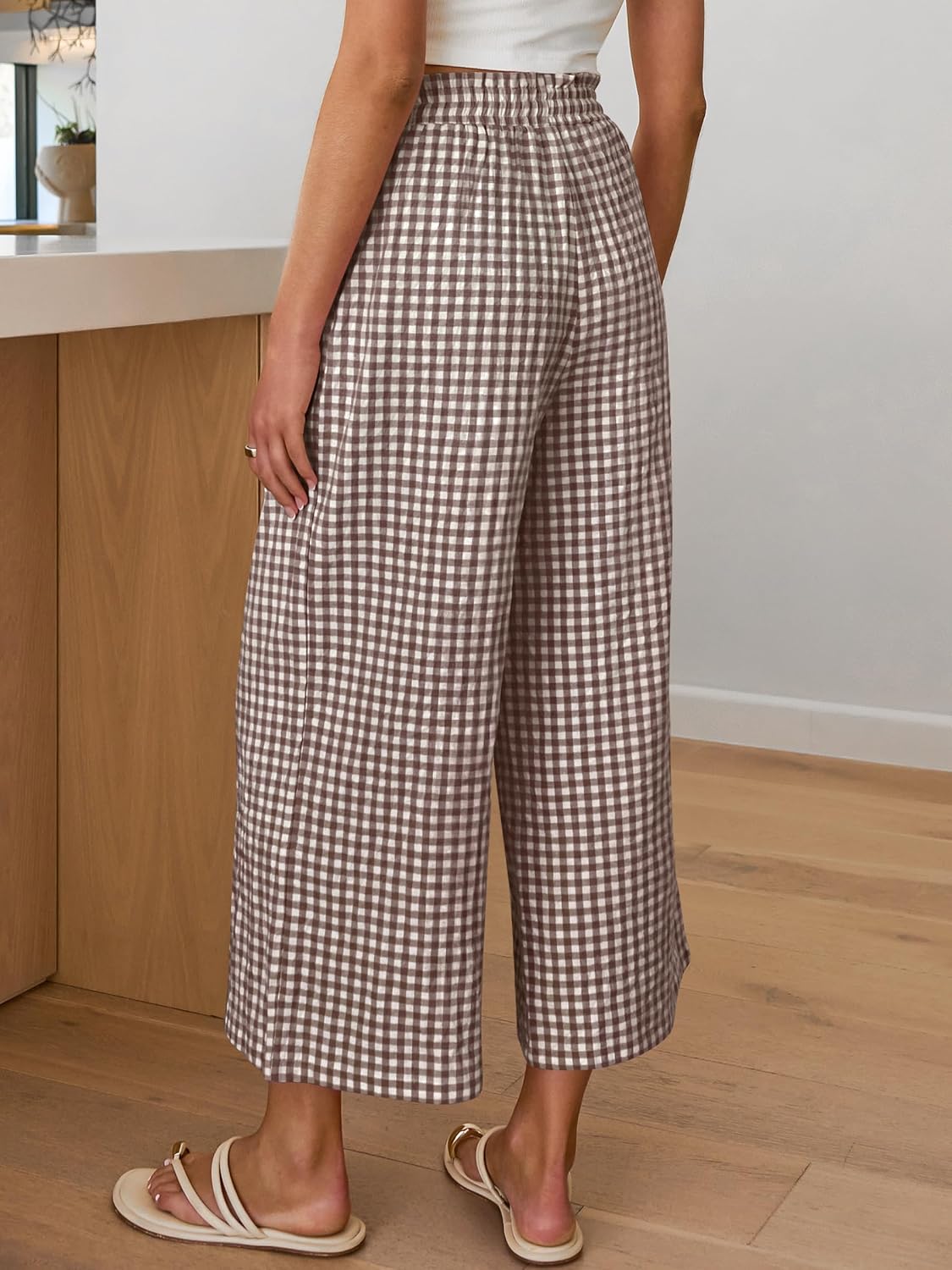 Cindy dames palazzobroek – Capri met brede strepen, elastische taille, licht en casual