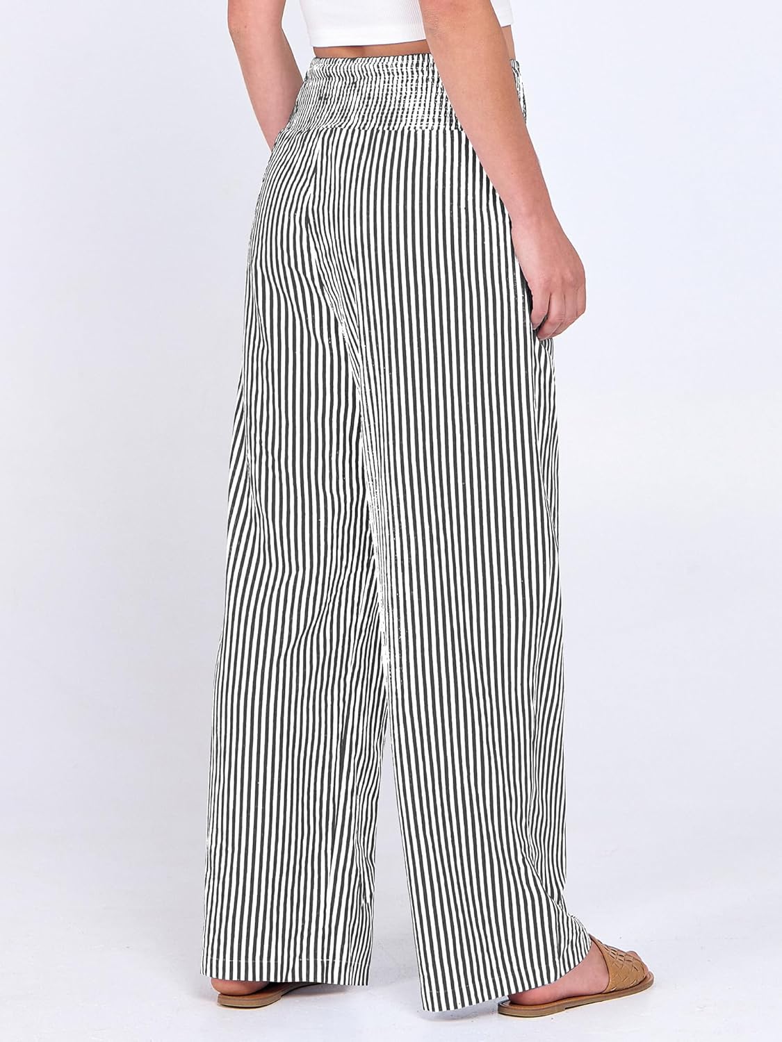 Léah Pantalon Damă – Pantalon Palazzo Dungi Talie Înaltă & Buzunare Vară