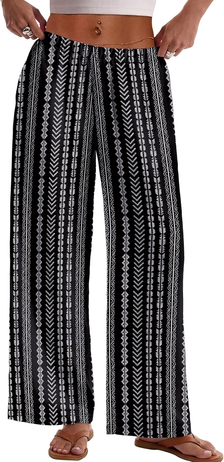 Kendi Palazzo-broek voor dames – wijde, vloeiende pasvorm, elastische taille, chique zomerstijl