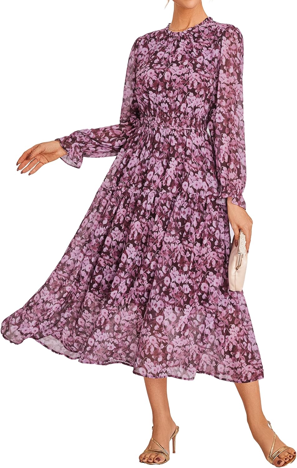 Clara Damen Skaterkleid – Überkreuzter V-Ausschnitt, Empire-Taille, Fließender Jersey