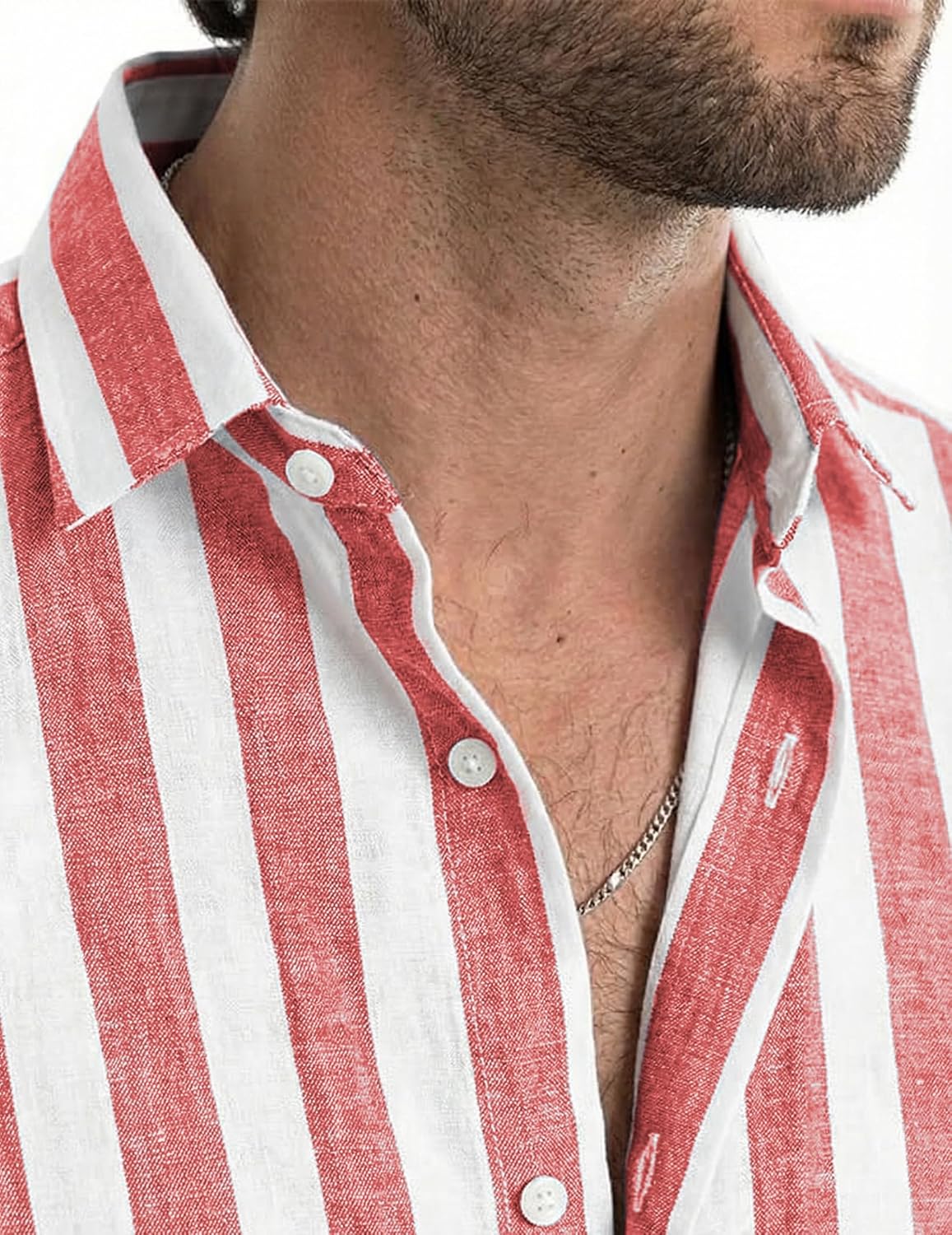 Julien Chemise Homme – Chemise Rayée Manches Courtes, Style Été Casual Chic