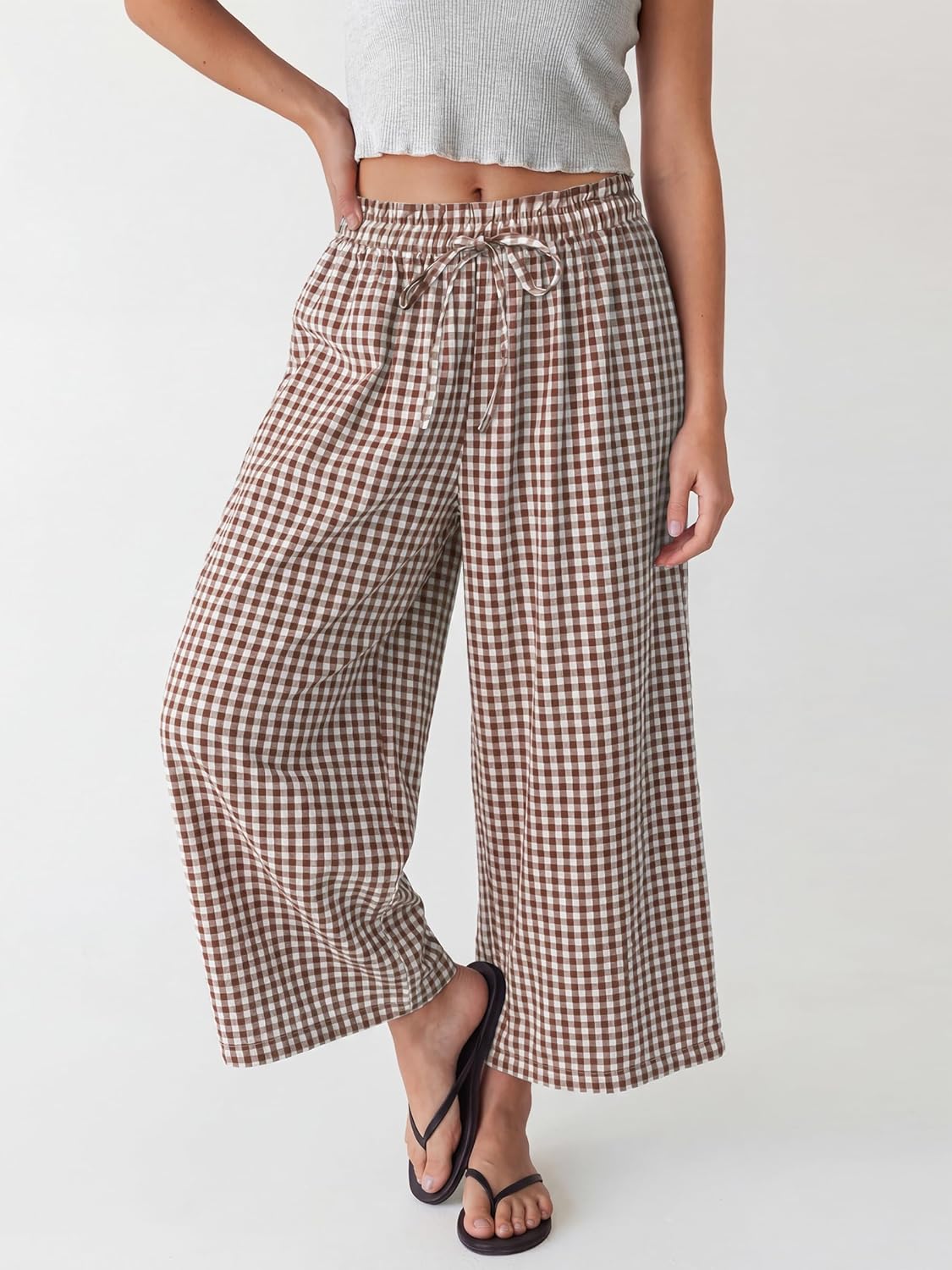 Cindy dames palazzobroek – Capri met brede strepen, elastische taille, licht en casual