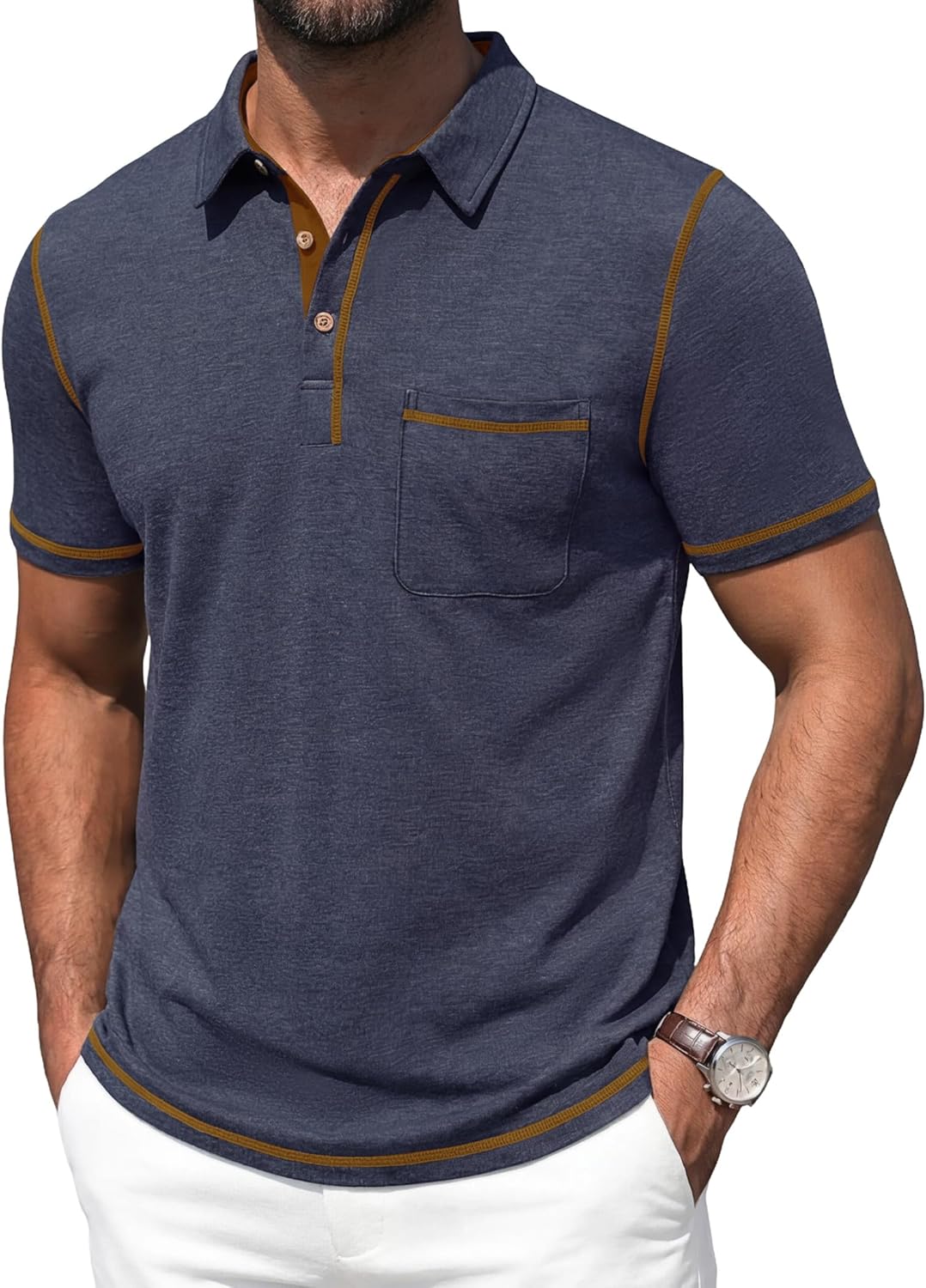 Vianney Pánské Polo – Lehká Bavlna, Kapsa & Ležérní Elegantní Styl Léto