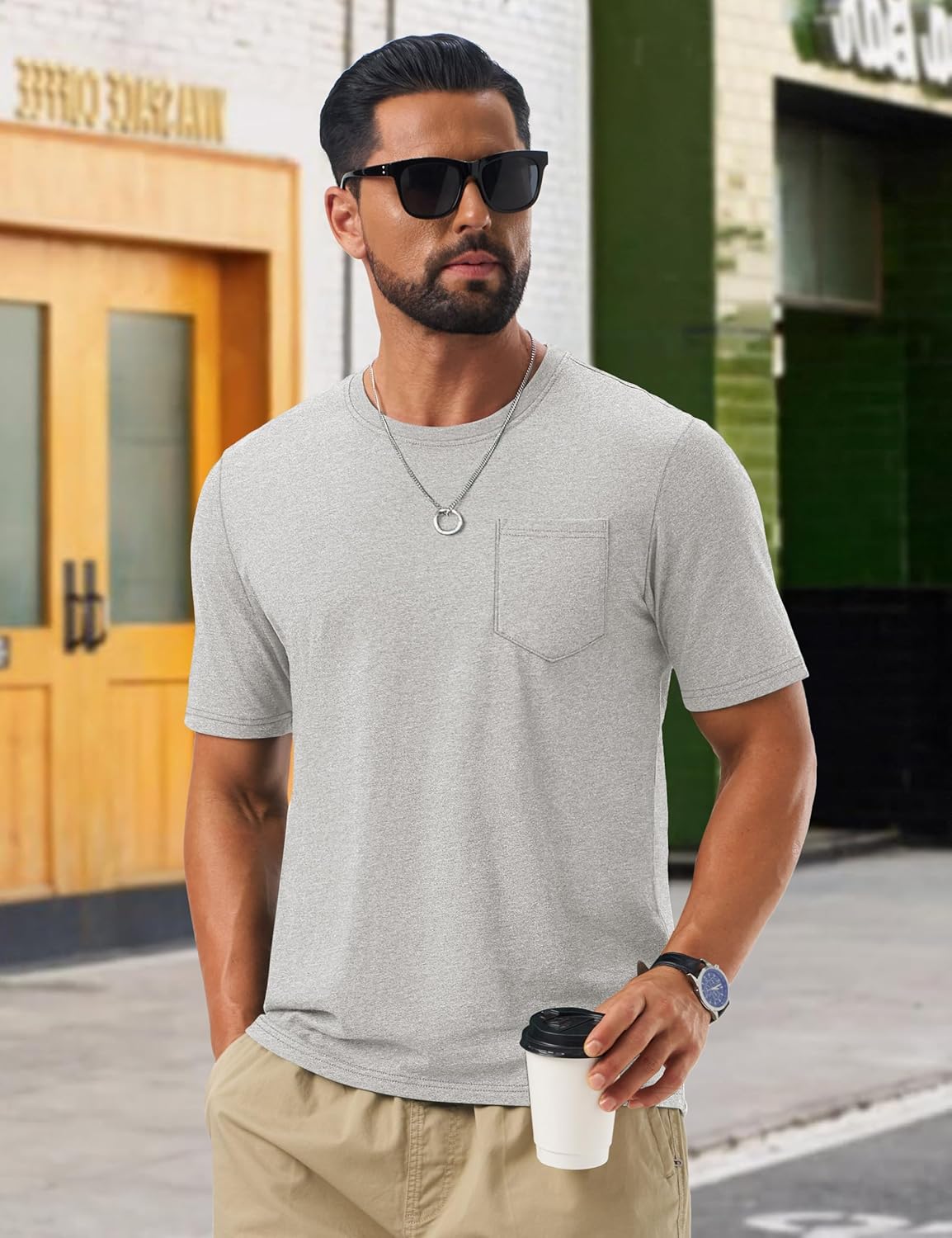 Leonardo T-shirt Heren – Zacht katoenen T-shirt met zak, ademend & casual zomer
