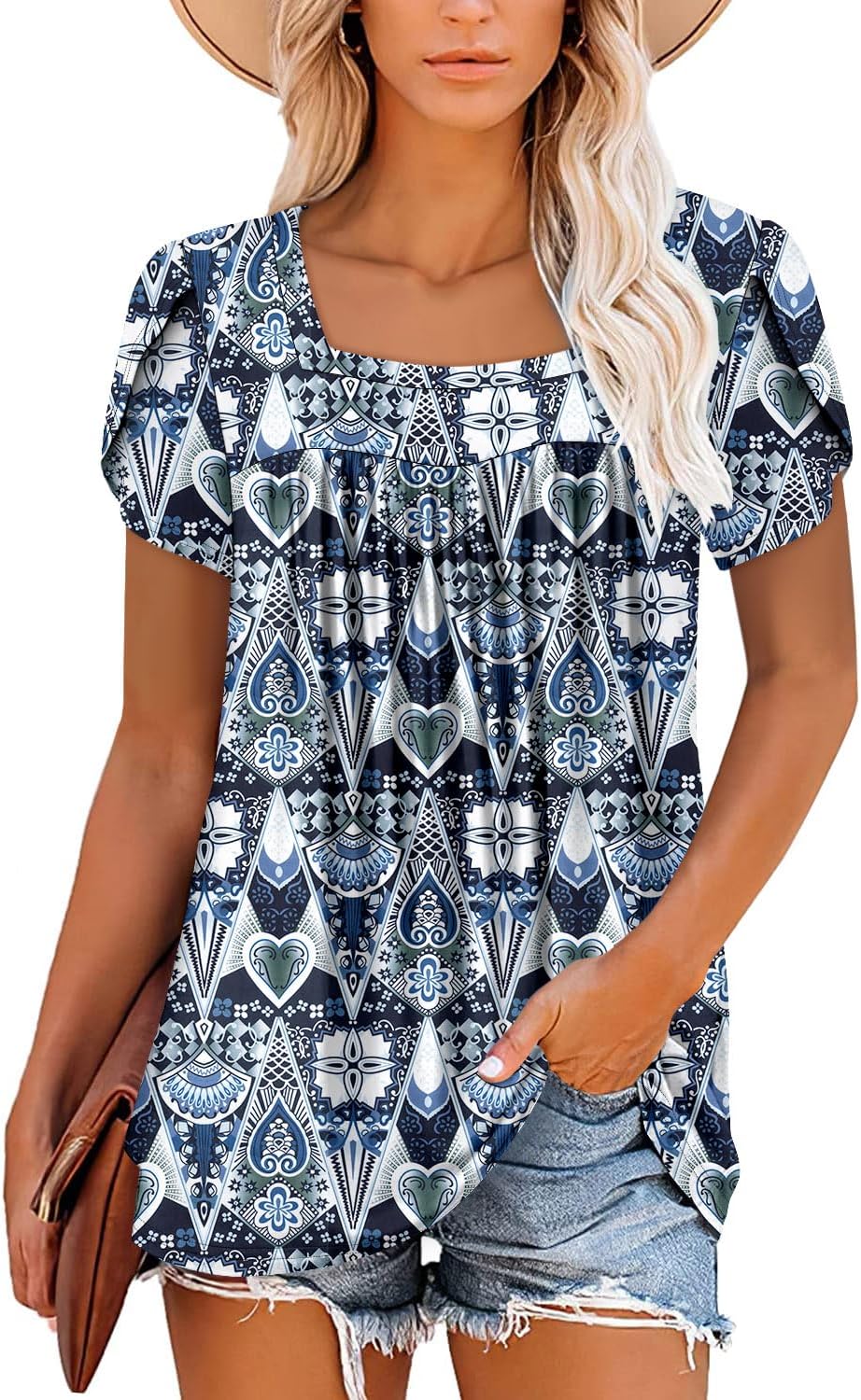 Top Amélie pentru femei cu guler pătrat – Bluza fluidă de vară, croială lejeră, elegantă