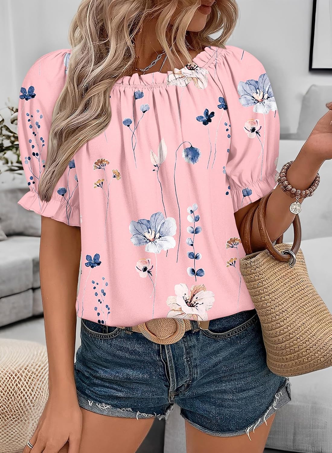 Blusa Sophia Mulher Verão – Ombros Descobertos com Folhos em Musselina Fluida