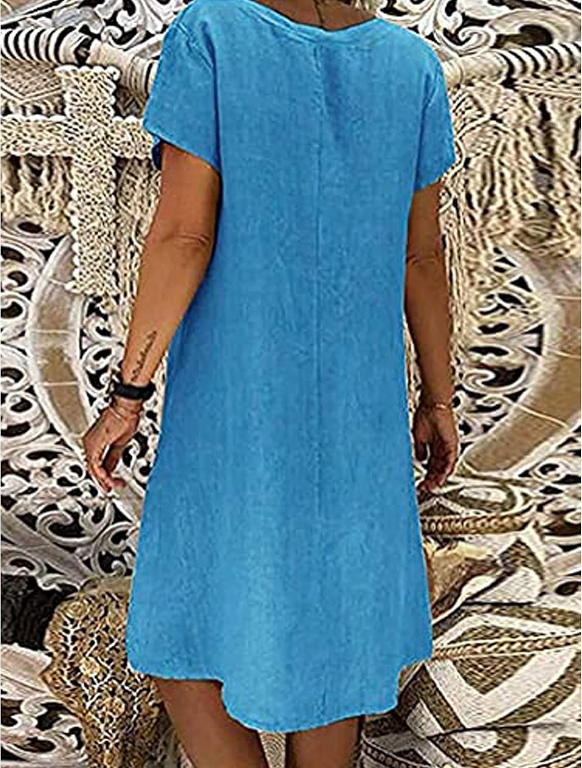 Martina Women's Dress – Maxi Dress V-Neck Oversized A-Line Casual Elegant Summer