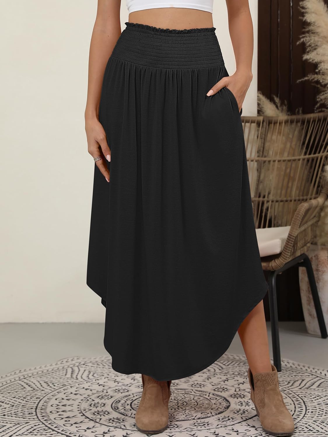 Lulu Jupe Longue Femme – Jupe Maxi Bohème Fleurie, Taille Haute & Fluide