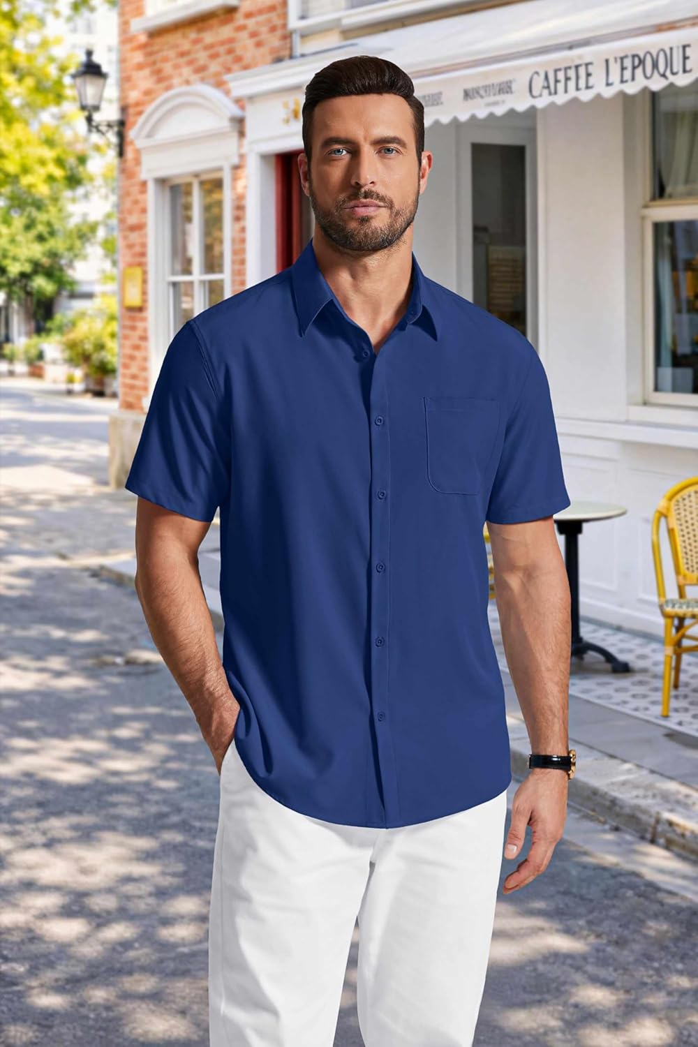 Lucio Pánská Košile – Košile Bez Žehlení Krátké Rukávy & Styl Casual Chic