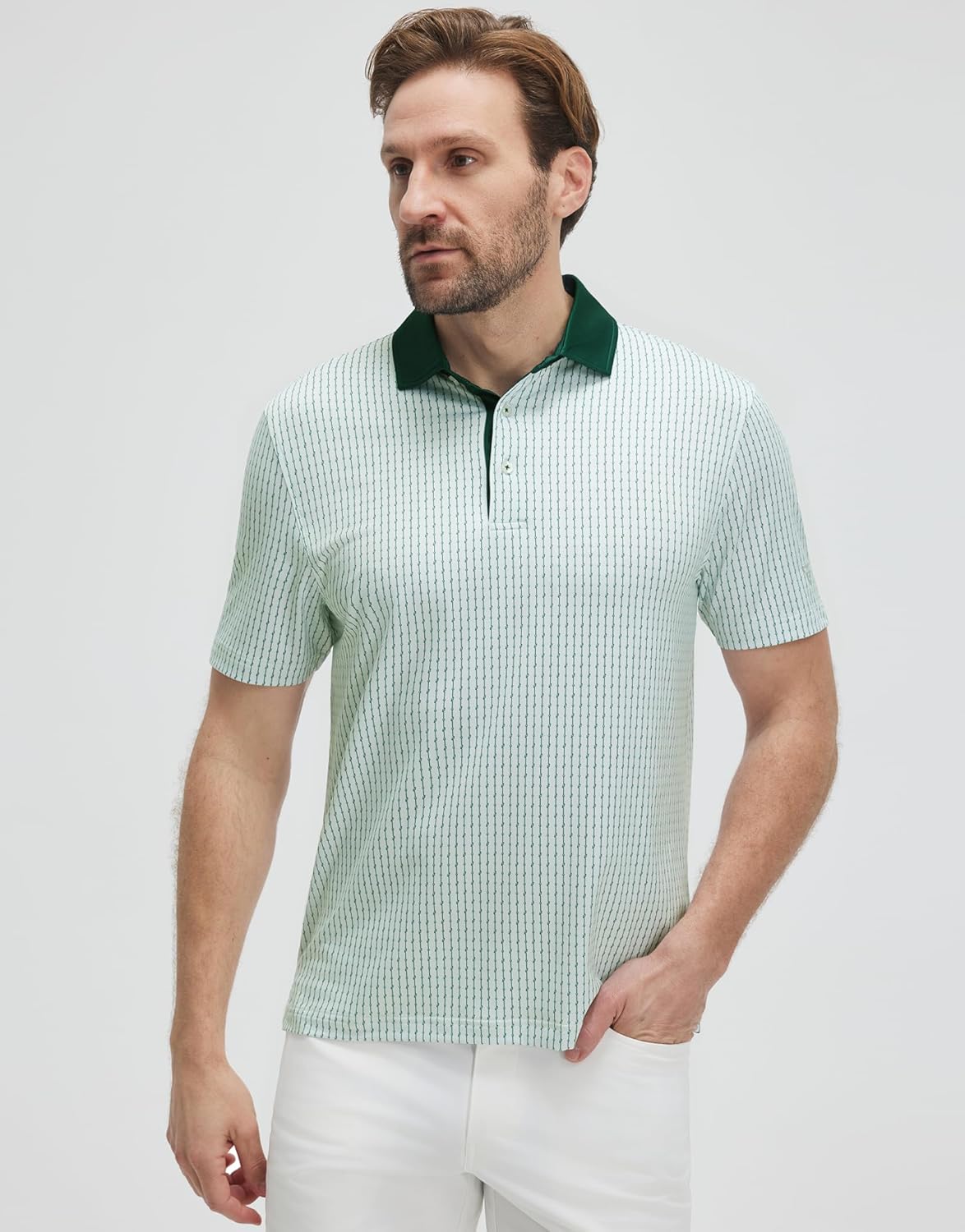 Victor Polo Hombre – Polo de Golf Estampado, Transpirable UPF30+ y Secado Rápido