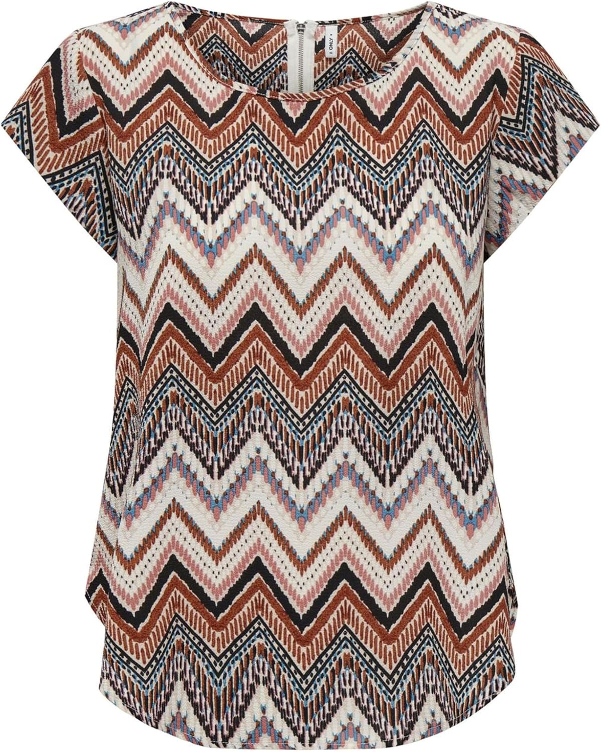 Blusa Jemma Mulher Mangas Curtas – Corte Fluido, Costas com Fecho, Top Elegante de Verão