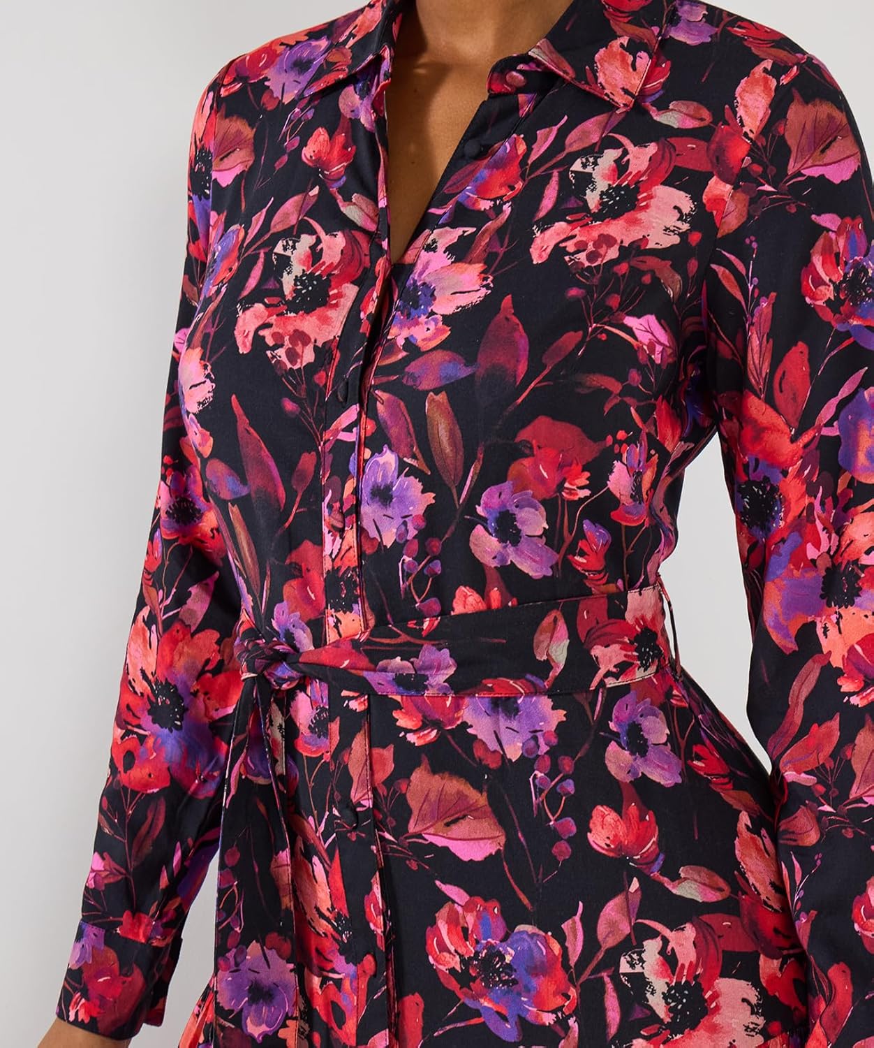 Chloé Rochie Cămașă Maxi Florală – Rochie Lungă cu Guler Cămașă și Mâneci Lungi Elegantă