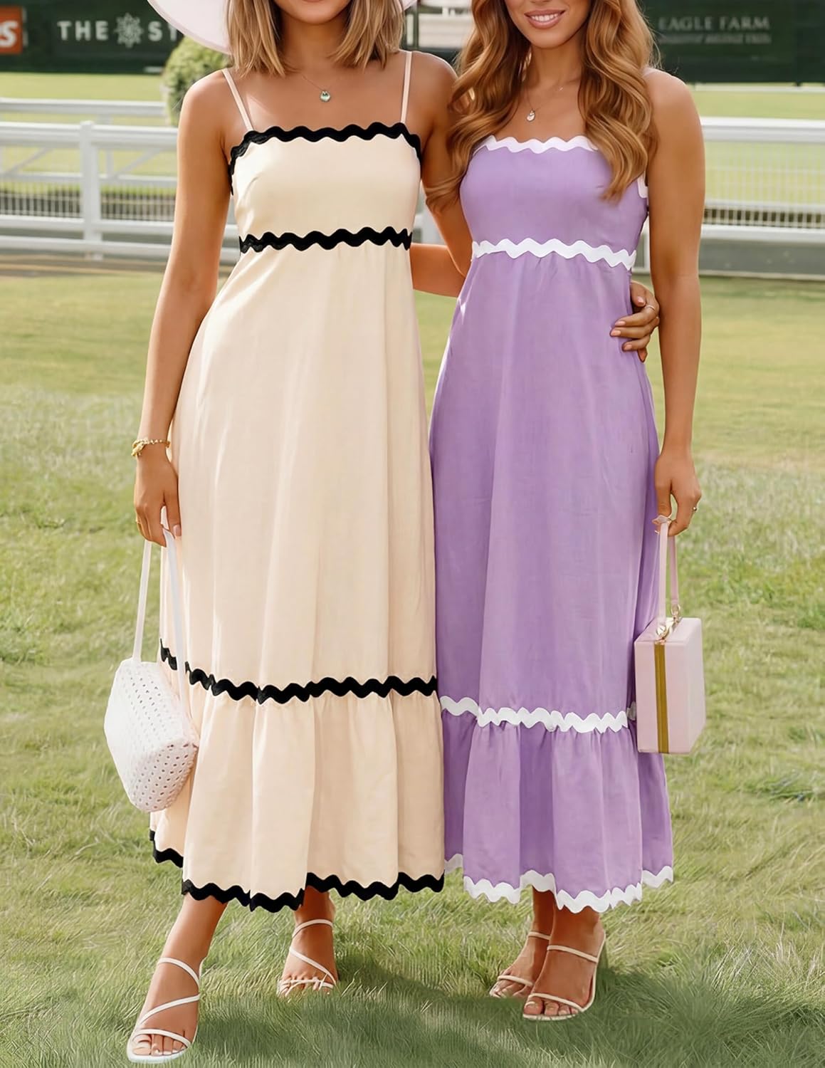 Ella Midi Dress for Women – Elegant Summer Fluid Smocked Dress with Thin Straps and Open Back