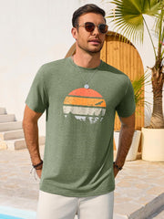 Enzo T-Shirt Ανδρικό – Γραφικό T-shirt με στρογγυλή λαιμόκοψη, στυλ Vintage Παραλία & Casual