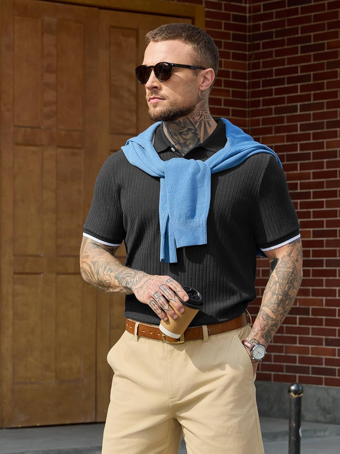Adrien Polo Hombre – Polo de Punto Elástico, Ligero y Estilo Casual de Negocios