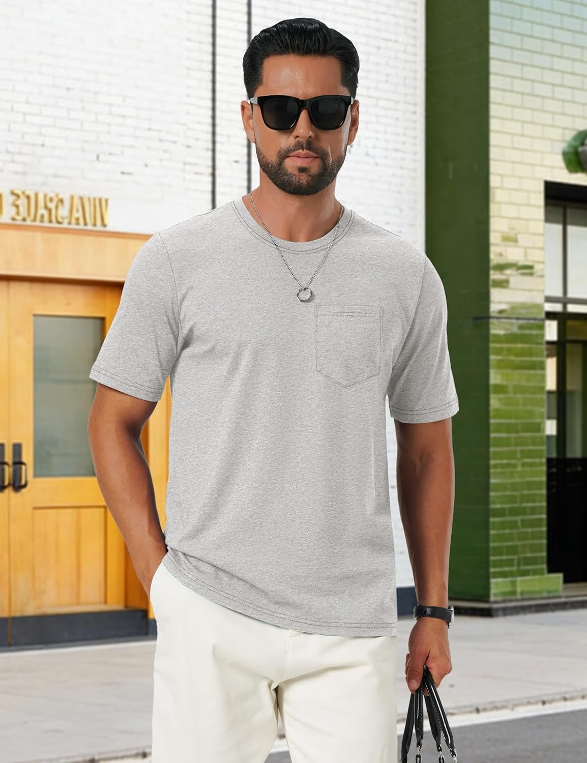 Leonardo T-shirt Heren – Zacht katoenen T-shirt met zak, ademend & casual zomer