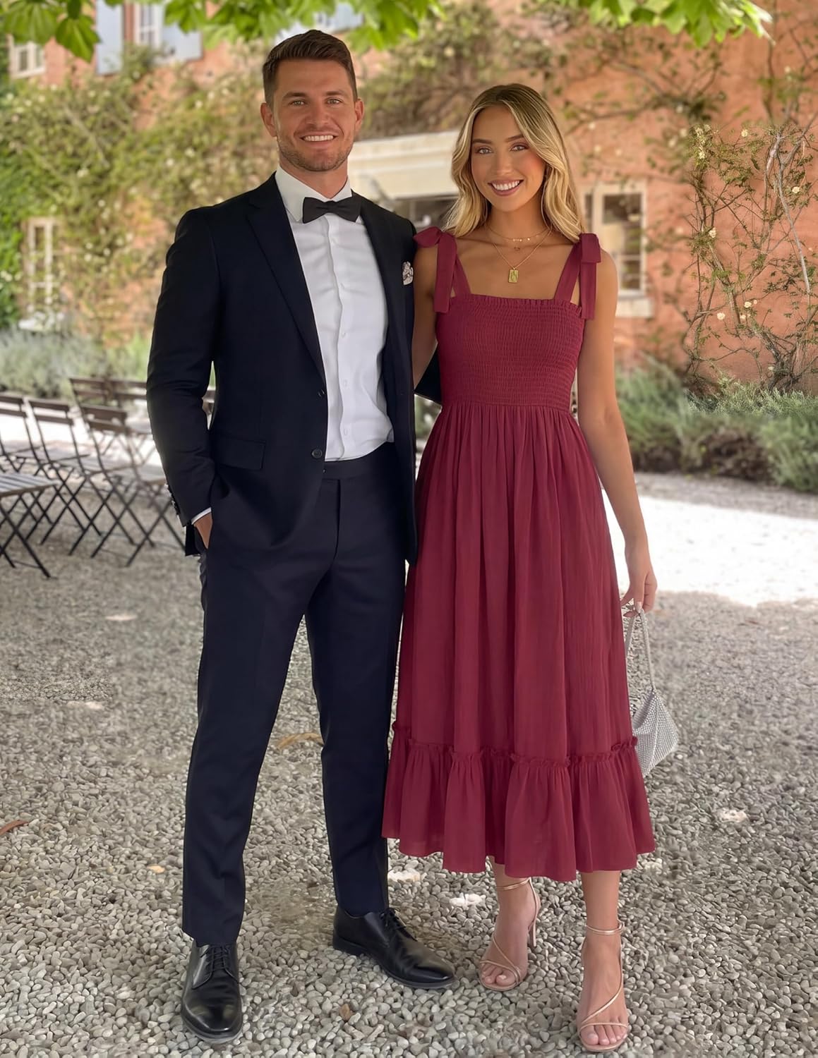 Léa Maxikleid Boho Damen – Elegantes langes Sommerkleid mit quadratischem Ausschnitt, Trägern und Volants