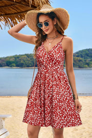 Lusha Robe Femme – Col V Bretelles Fines, Coupe A-Line Midi & Poches Taille Élastique Été