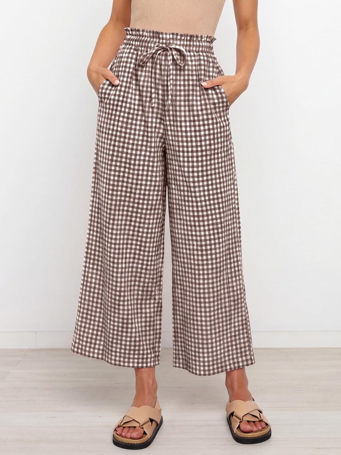 Cindy dames palazzobroek – Capri met brede strepen, elastische taille, licht en casual