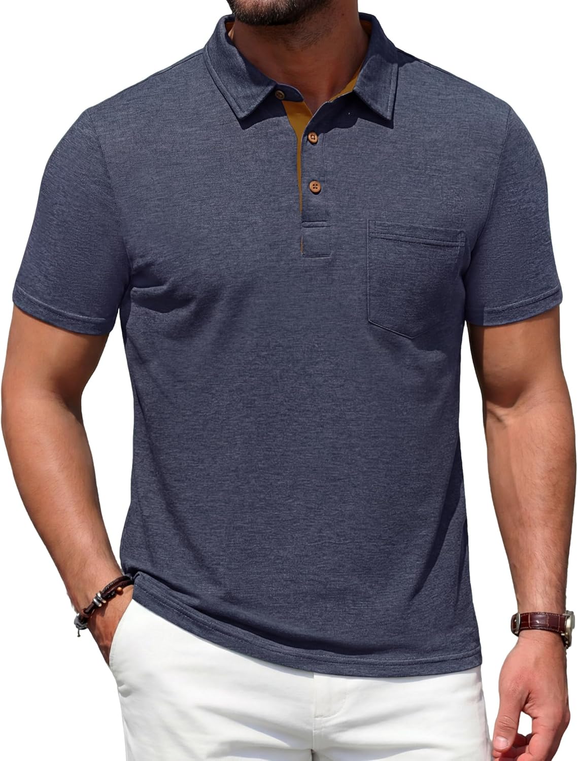 Noel Polo Hombre – Polo de Algodón Ligero, Cuello Contrastado y Estilo Casual Chic