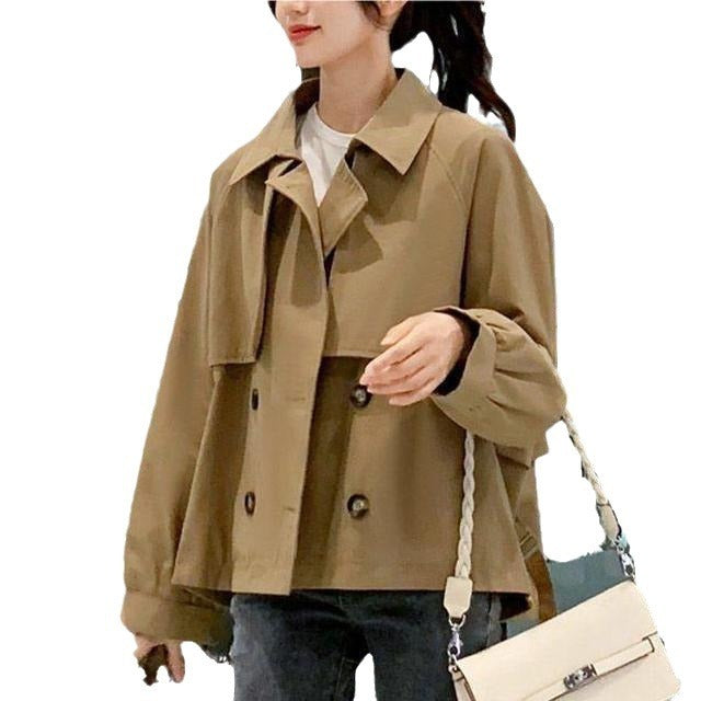 Charlotte Damen kurzer Trenchcoat – Leichte Frühlingsjacke mit tailliertem Schnitt & Reverskragen