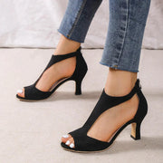 Sandali con tacco da donna Cassie - eleganti scarpe aperte con ritagli e suole di supporto