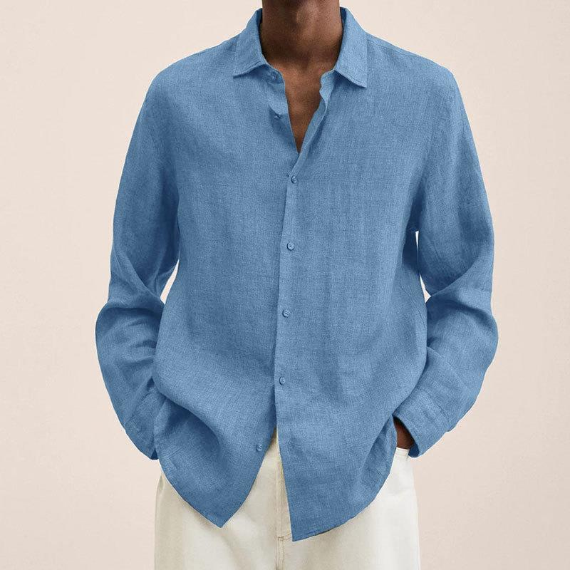 Giovanni Chemise Homme – Lin Respirant, Manches Longues, Design Classique & Élégant