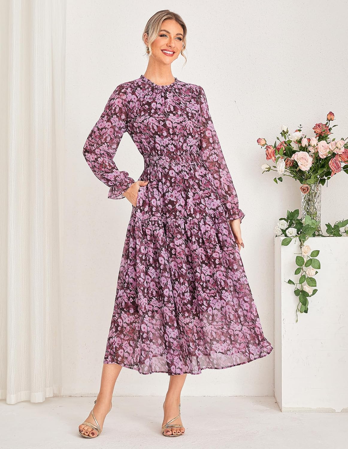 Clara Damen Skaterkleid – Überkreuzter V-Ausschnitt, Empire-Taille, Fließender Jersey