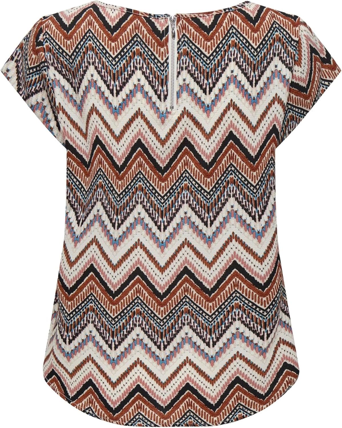 Blusa Jemma Mulher Mangas Curtas – Corte Fluido, Costas com Fecho, Top Elegante de Verão