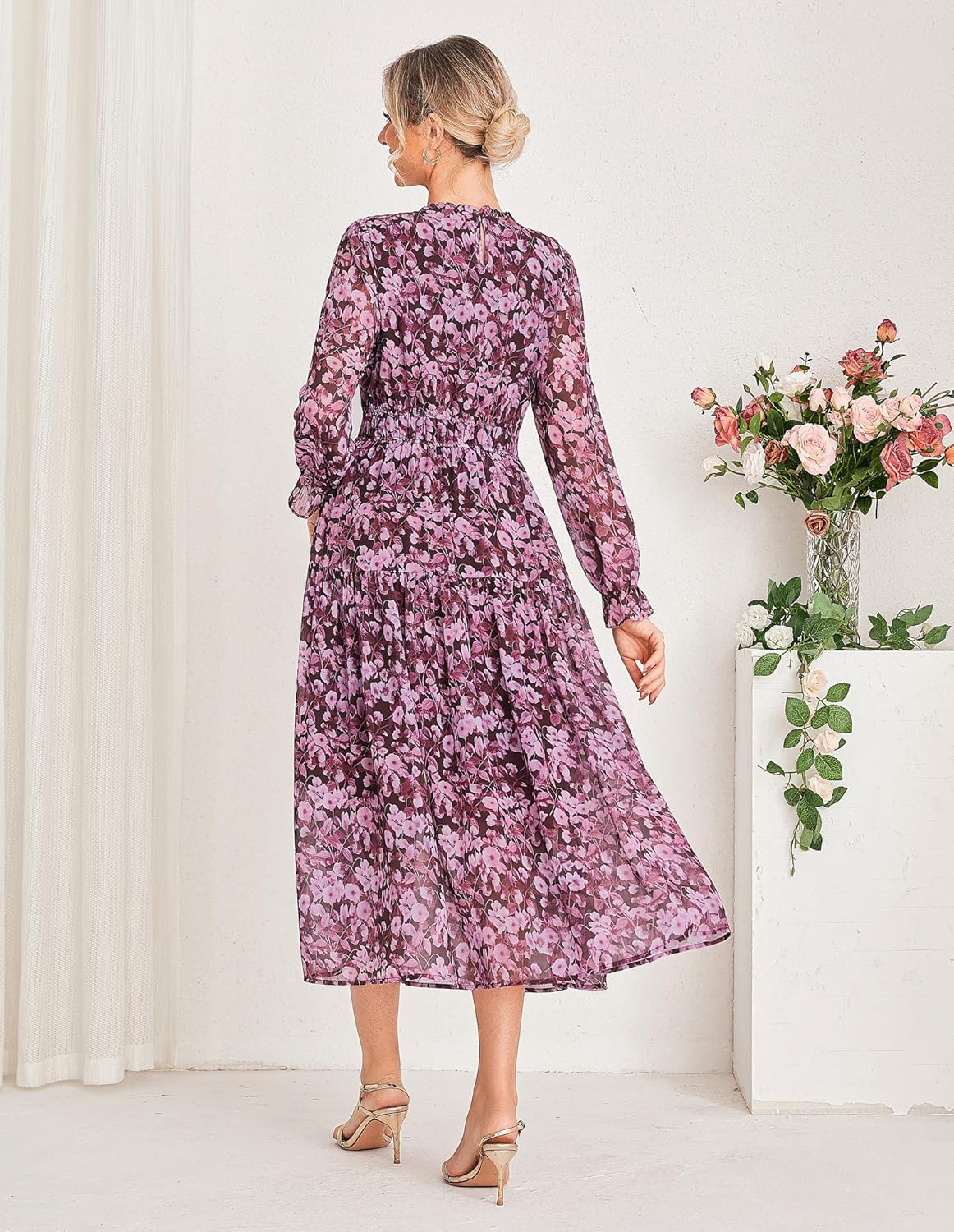 Clara Damen Skaterkleid – Überkreuzter V-Ausschnitt, Empire-Taille, Fließender Jersey