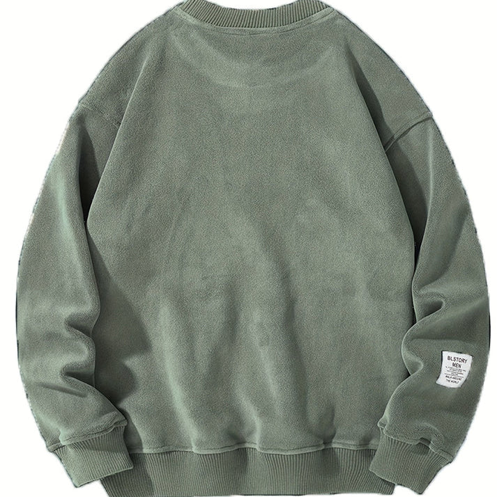 Lässiger Rundhals-Pullover mit gestickten Buchstaben für Herren