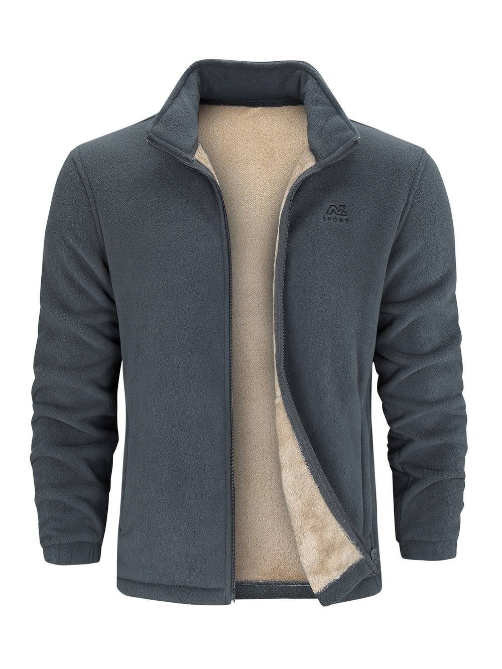Alex Veste Fleece Unisex – Jakke med varm Sherpa-foring, høj krave og lynlås