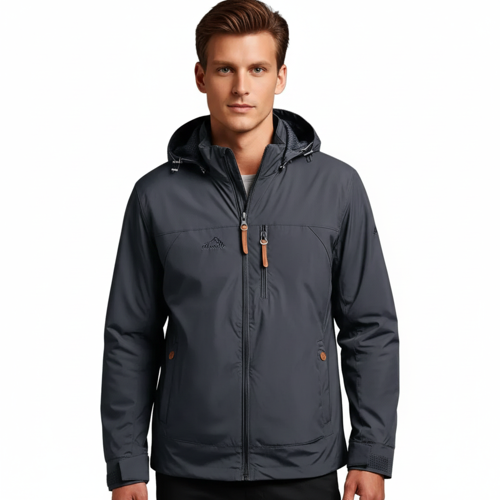 Alain Chaqueta Exterior Hombre Impermeable – Cortaviento de Poliamida con Capucha Ajustable