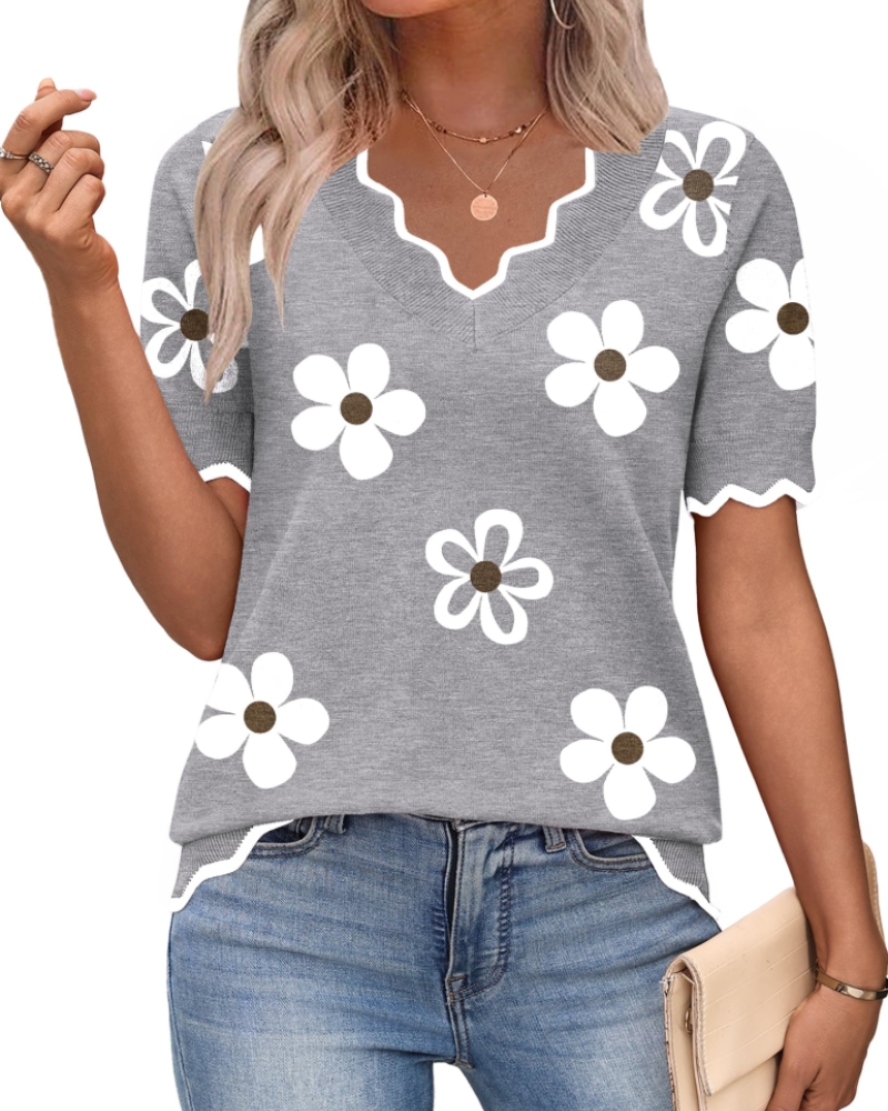 Amirah Top Femme – Kevyt lyhythihainen V-kaula-aukko tyylikäs business casual