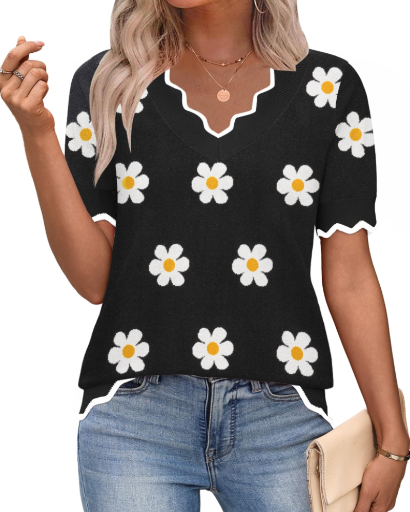 Amirah Top Femme – Kevyt lyhythihainen V-kaula-aukko tyylikäs business casual