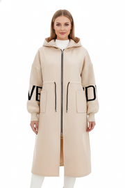 Ava Veste Patchwork Femme – Manteau Ajusté Déperlant avec Capuche & Manches Tricotées