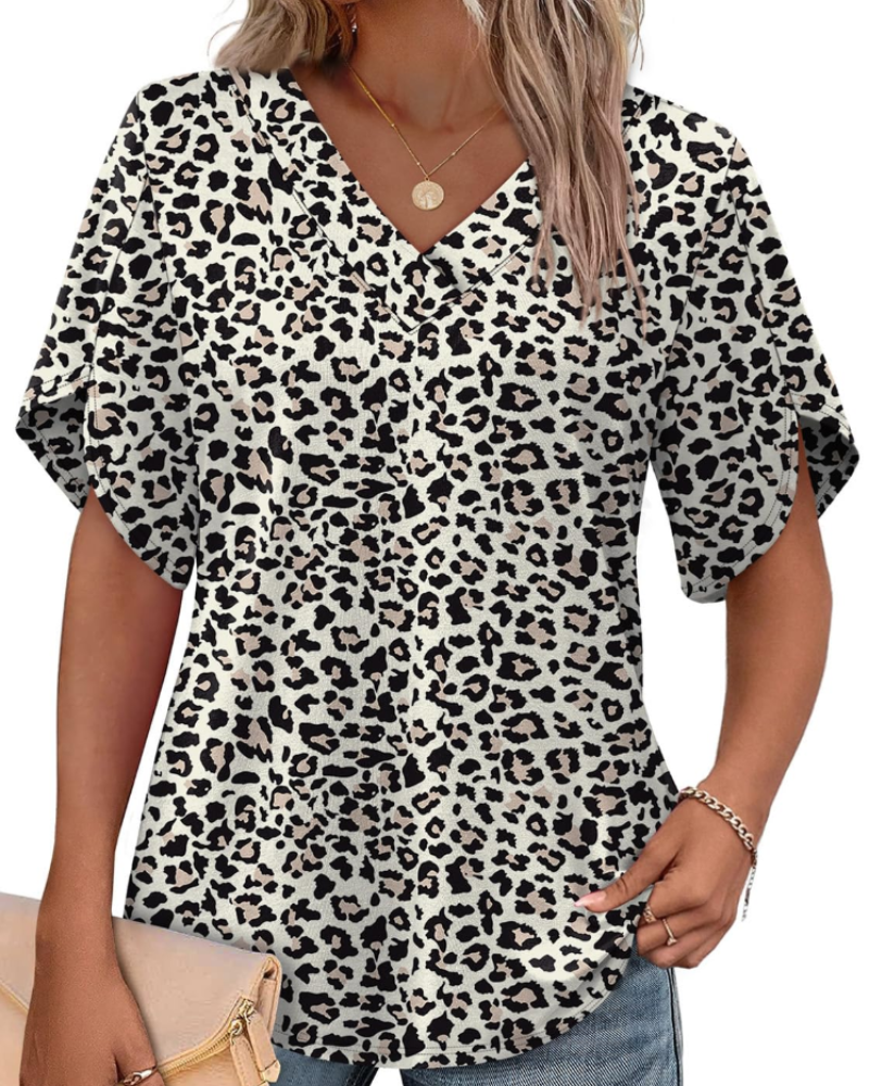 Ayla Top Femme – Bluse med V-hals og elegante ærmer i blomstermotiv, let sommerpasform