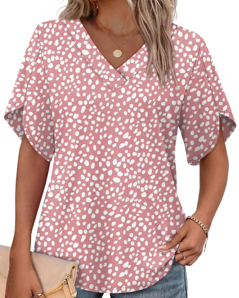 Ayla Top Femme – Bluse med V-hals og elegante ærmer i blomstermotiv, let sommerpasform