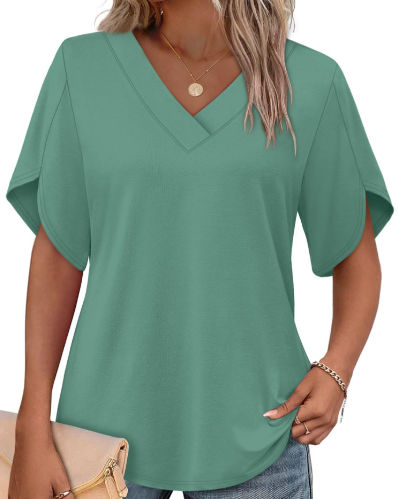 Ayla Top Femme – Bluse med V-hals og elegante ærmer i blomstermotiv, let sommerpasform