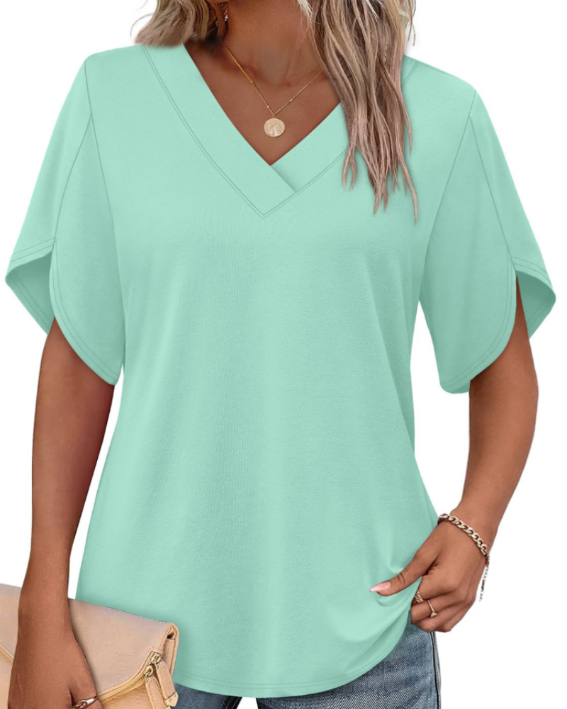 Ayla Top Femme – Bluse med V-hals og elegante ærmer i blomstermotiv, let sommerpasform