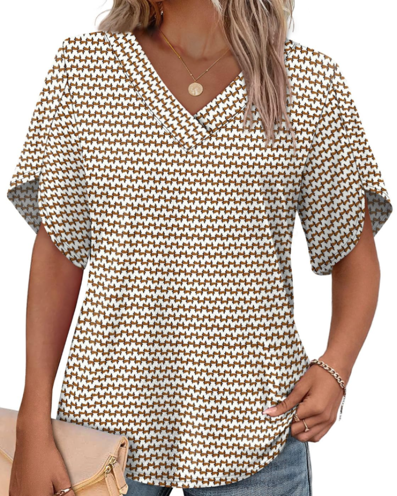 Ayla Top Femme – Bluse med V-hals og elegante ærmer i blomstermotiv, let sommerpasform