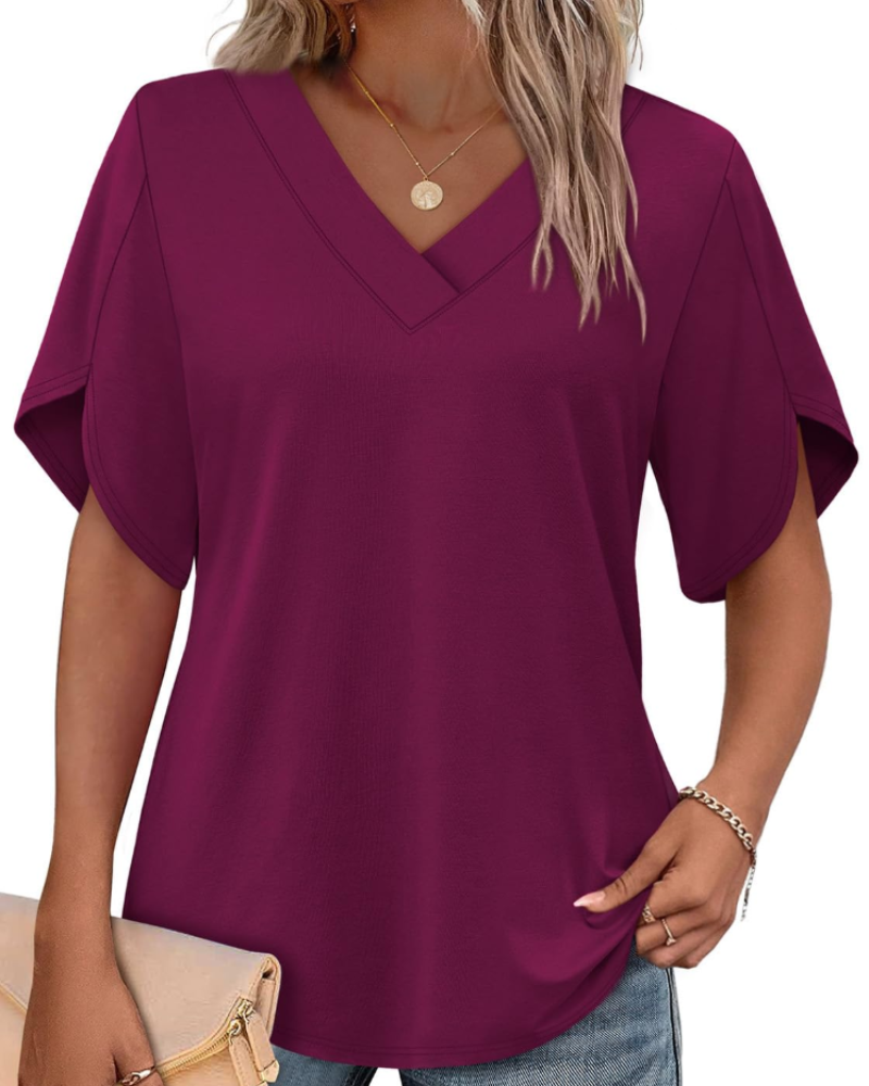 Ayla Top Femme – Bluse med V-hals og elegante ærmer i blomstermotiv, let sommerpasform