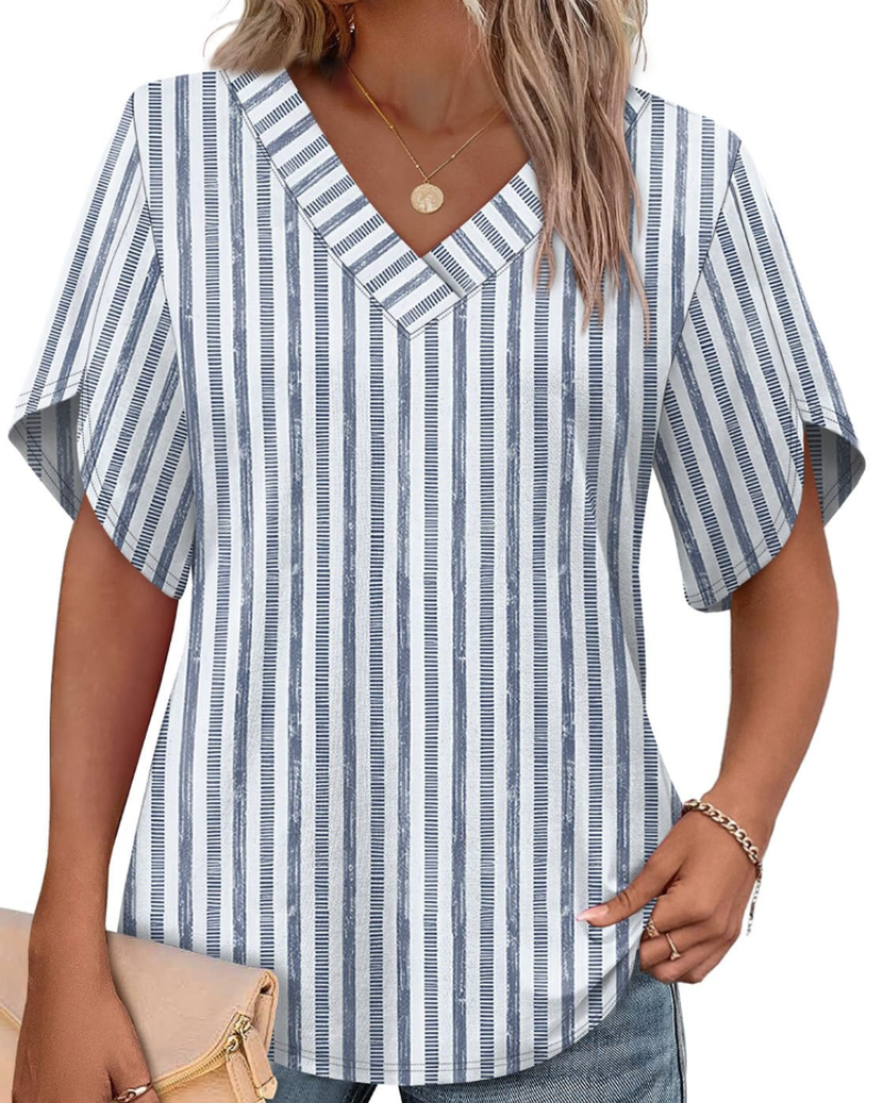 Ayla Top Femme – Bluse med V-hals og elegante ærmer i blomstermotiv, let sommerpasform
