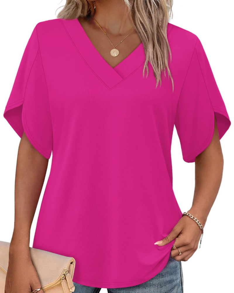Ayla Top Femme – Bluse med V-hals og elegante ærmer i blomstermotiv, let sommerpasform