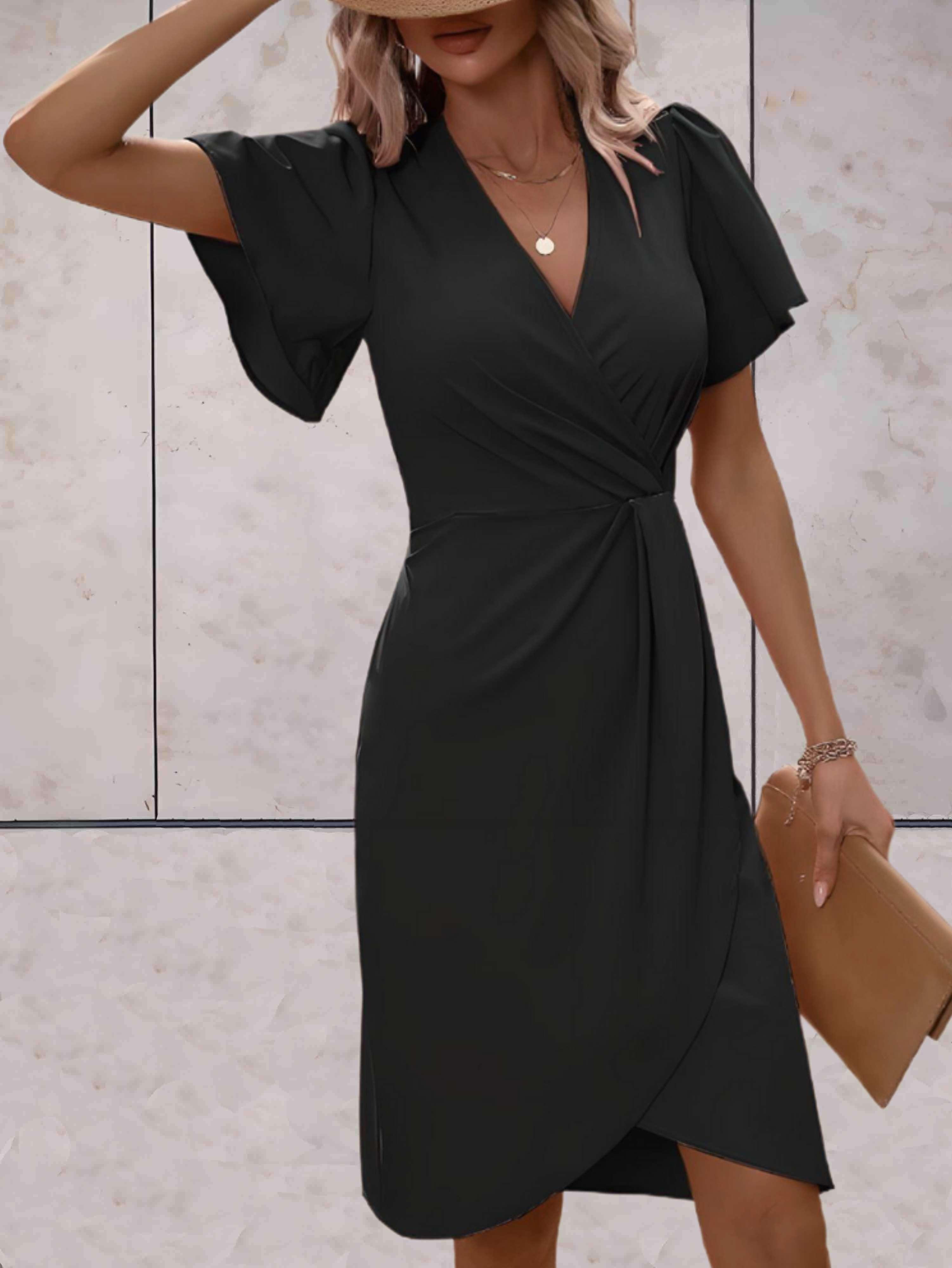 Vestido de billetera Harper Women - elegante vestido cruzado con V y taza ajustable para todas las ocasiones