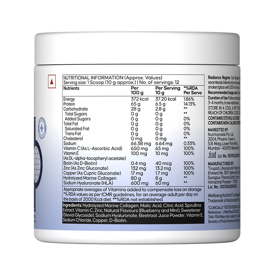 Marine Collagen Blueberry Mint Nutritional Information